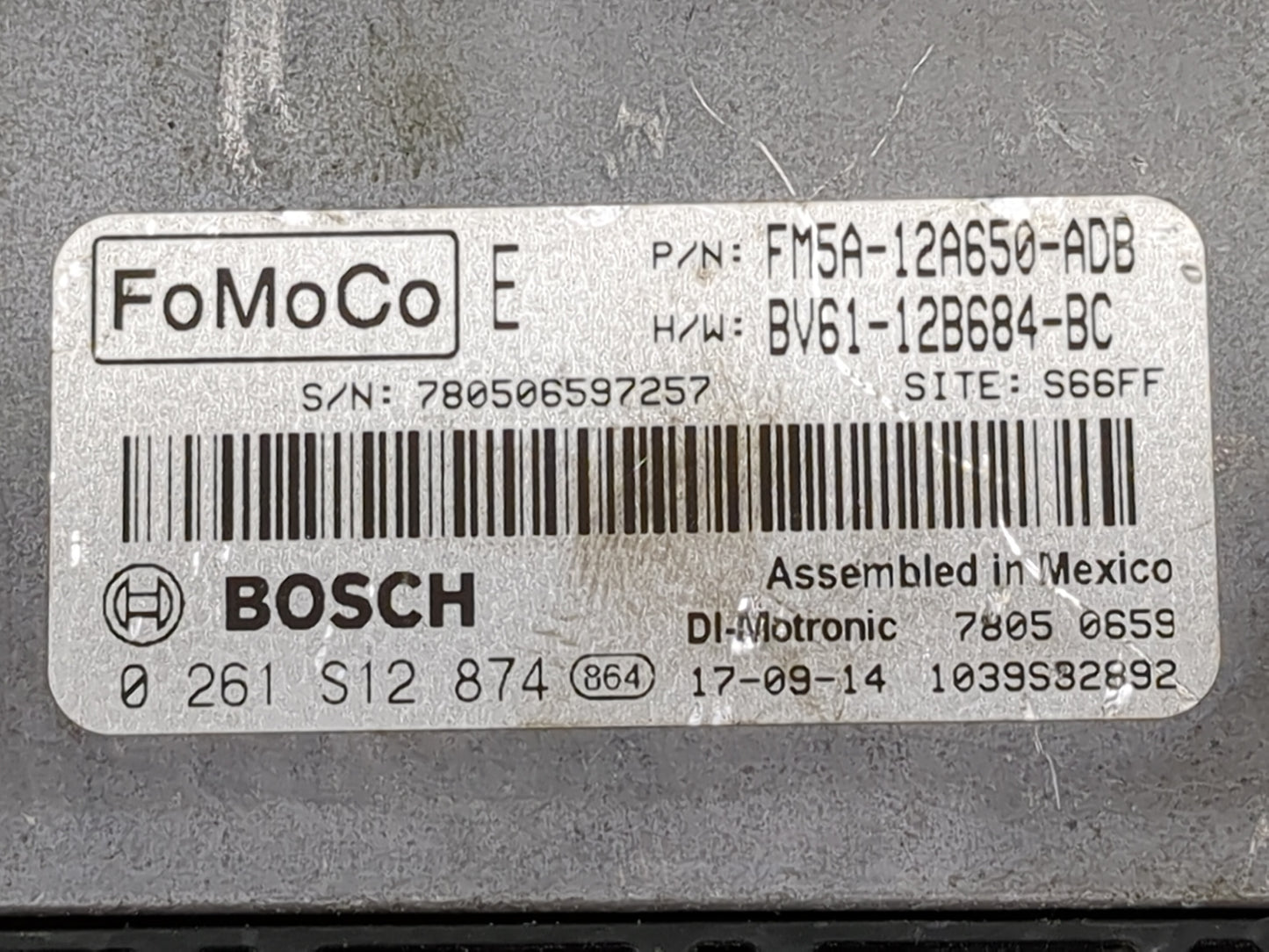 2013-2018 Ford Focus PCM Engine Control Computer ECU ECM PCU OEM P/N:FM5A-12A650-ADB BV61-12B684-BC Fits OEM Used Auto Parts