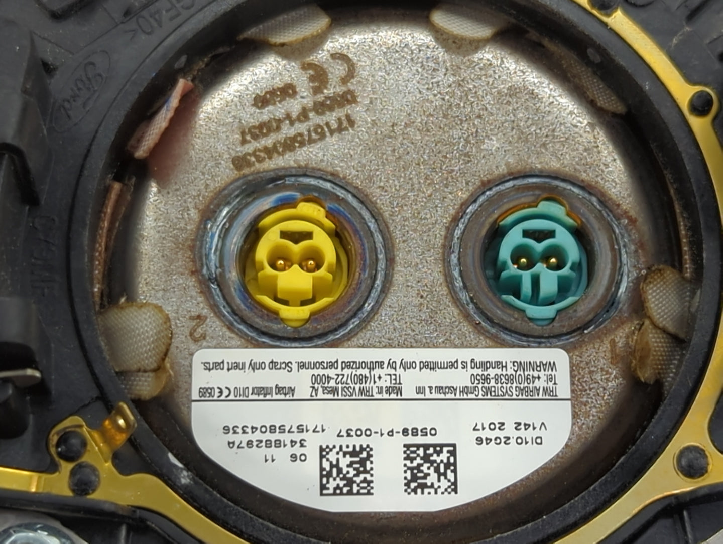 2017 Ford Focus Air Bag Driver Left Steering Wheel Mounted P/N:F1EE166F1G012 F1EBA043B13AG3ZHE, DM-DAB-1405, 0589-P1-00774 F
