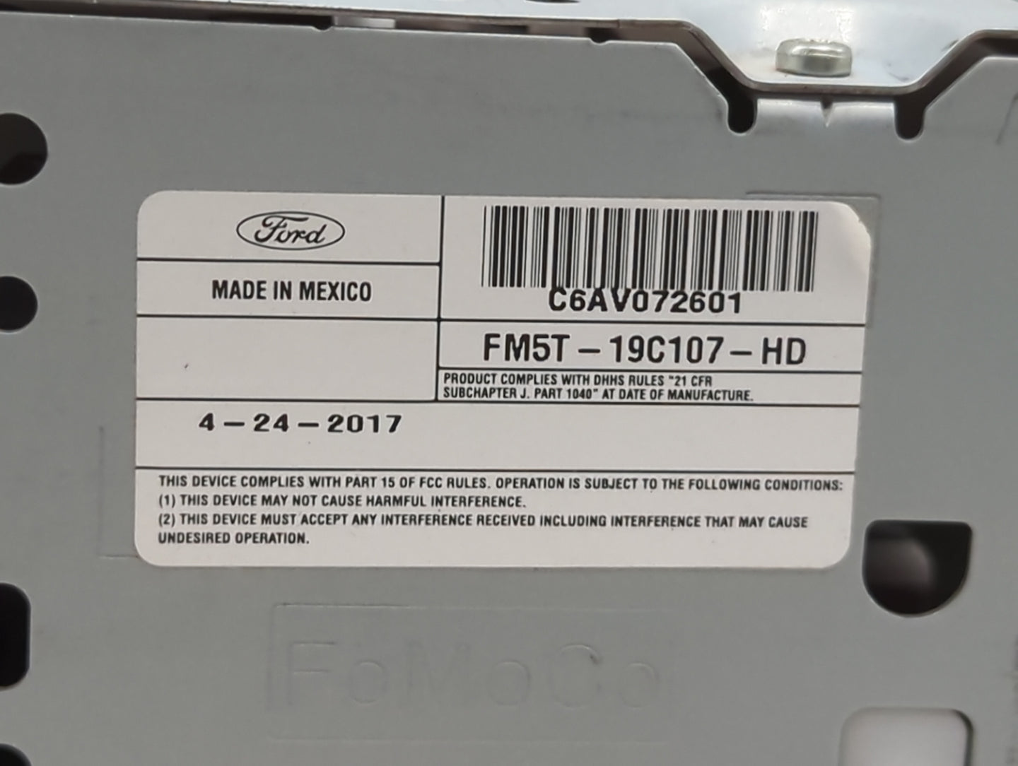 2016-2018 Ford Focus Radio AM FM Cd Player Receiver Replacement P/N:FM5T-19C107-HD Fits Fits 2016 2017 2018 OEM Used Auto Pa