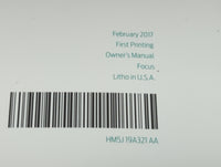 2017 Ford Focus Owners Manual Book Guide P/N:HM5J19A321AA OEM Used Auto Parts - Oemusedautoparts1.com