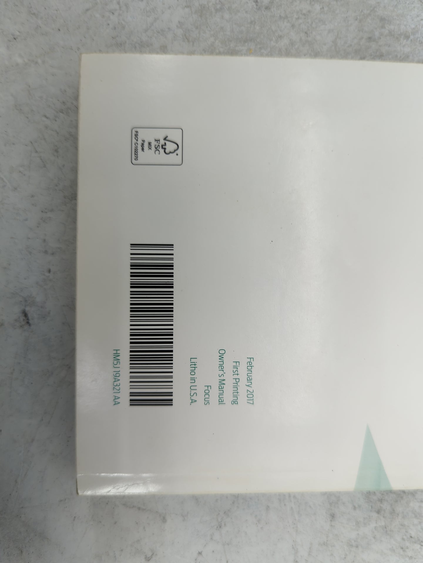 2017 Ford Focus Owners Manual Book Guide P/N:HM5J19A321AA OEM Used Auto Parts - Oemusedautoparts1.com