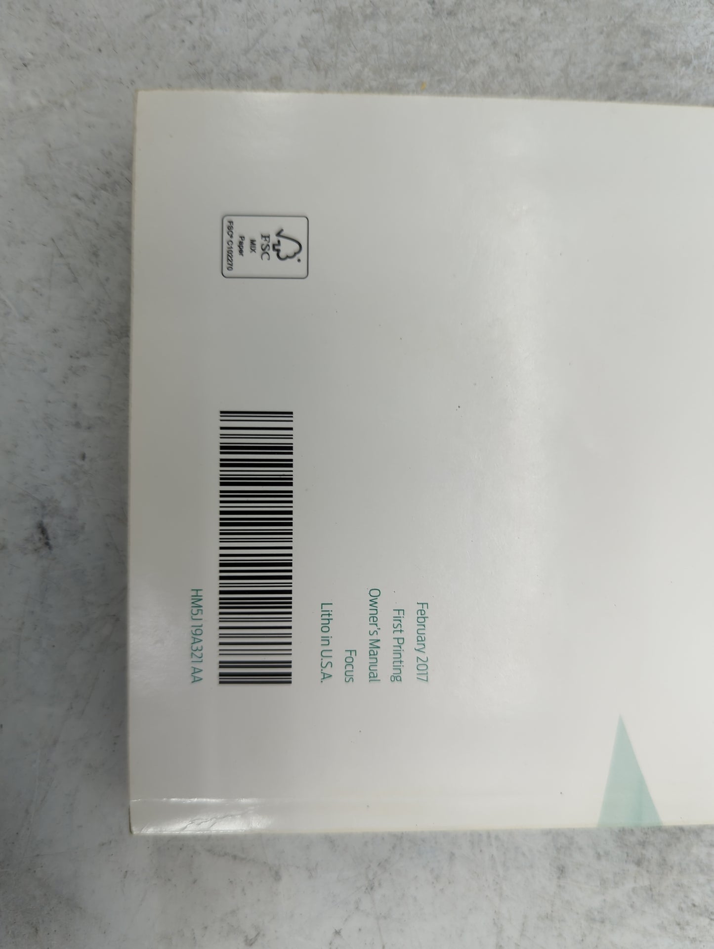 2017 Ford Focus Owners Manual Book Guide P/N:HM5J19A321AA OEM Used Auto Parts - Oemusedautoparts1.com