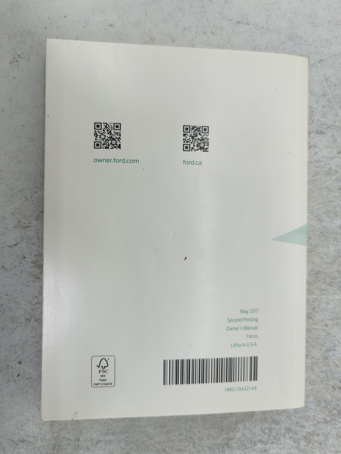 2017 Ford Focus Owners Manual Book Guide P/N:HM5J19A321AA OEM Used Auto Parts - Oemusedautoparts1.com