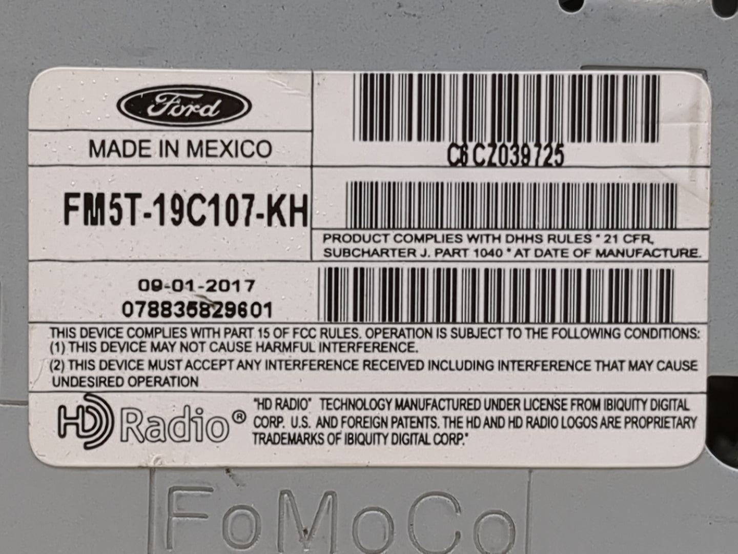 2016-2018 Ford Focus Radio AM FM Cd Player Receiver Replacement P/N:FM5T-19C107-KH Fits Fits 2016 2017 2018 OEM Used Auto Pa