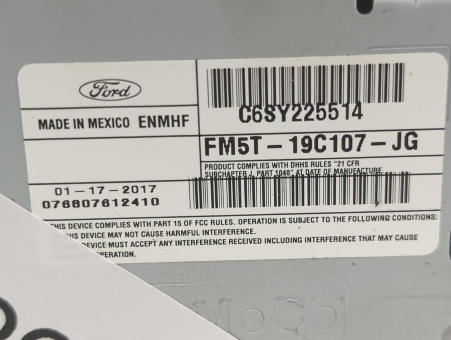 2017-2018 Ford Focus Radio AM FM Cd Player Receiver Replacement P/N:FM5T-19C107-JG C6SY225514 Fits Fits 2017 2018 OEM Used A