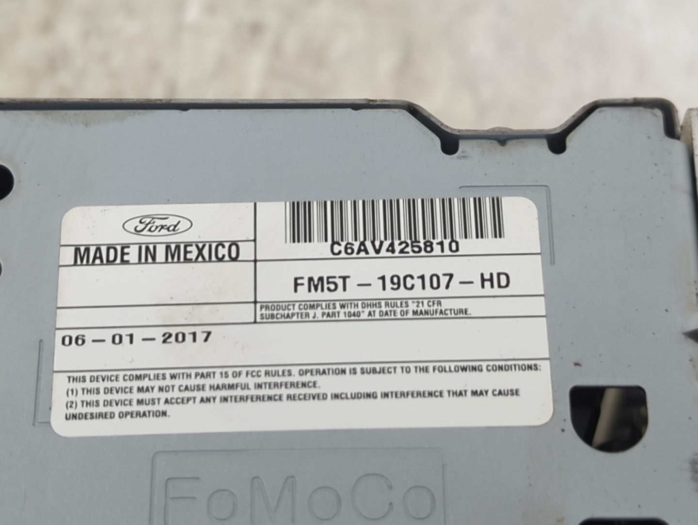 2017-2018 Ford Focus Radio AM FM Cd Player Receiver Replacement P/N:FM5T-19C107-HD C6AV425810 Fits Fits 2017 2018 OEM Used A