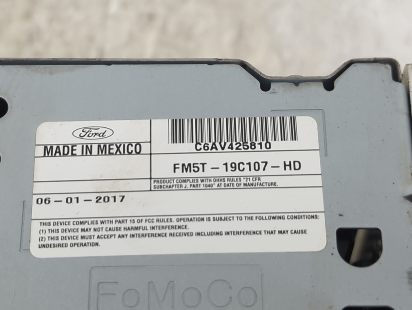 2017-2018 Ford Focus Radio AM FM Cd Player Receiver Replacement P/N:FM5T-19C107-HD C6AV425810 Fits Fits 2017 2018 OEM Used A