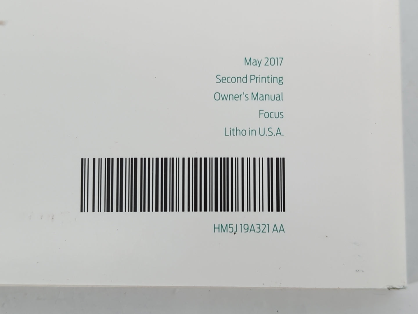 2017 Ford Focus Owners Manual Book Guide P/N:HM5J 19A321 AA OEM Used Auto Parts - Oemusedautoparts1.com