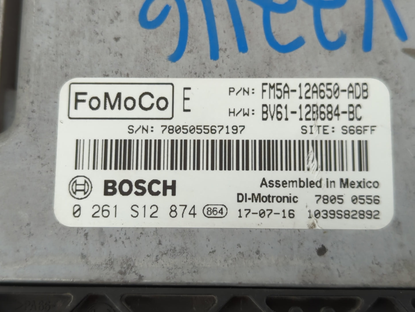 2013-2018 Ford Focus PCM Engine Control Computer ECU ECM PCU OEM P/N:0 261 S12 874 BV61-12B684-BC Fits OEM Used Auto Parts -