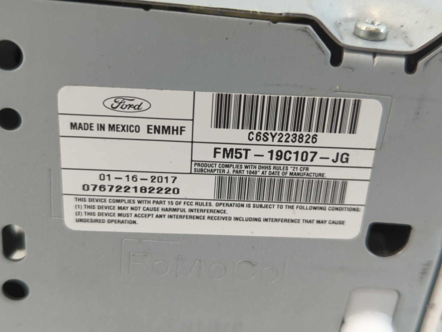 2017-2018 Ford Focus Radio AM FM Cd Player Receiver Replacement P/N:FM5T-19C107-JG Fits Fits 2017 2018 OEM Used Auto Parts -