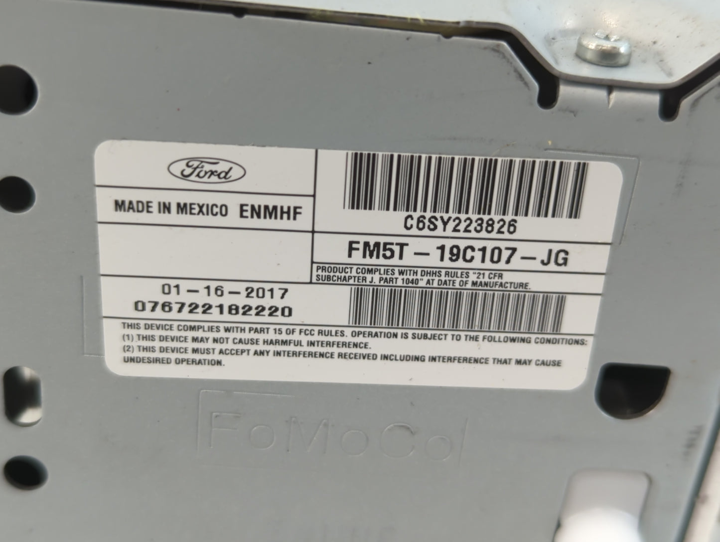2017-2018 Ford Focus Radio AM FM Cd Player Receiver Replacement P/N:FM5T-19C107-JG Fits Fits 2017 2018 OEM Used Auto Parts -