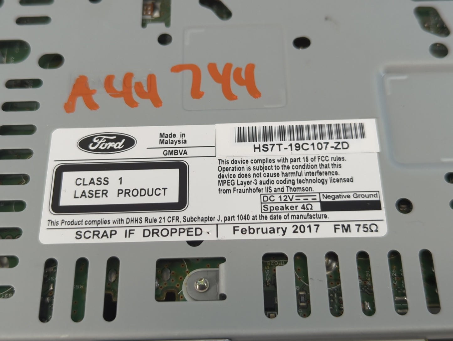 2017-2020 Ford Fusion Radio AM FM Cd Player Receiver Replacement P/N:HS7T-19C107-ZD Fits Fits 2017 2018 2019 2020 OEM Used A