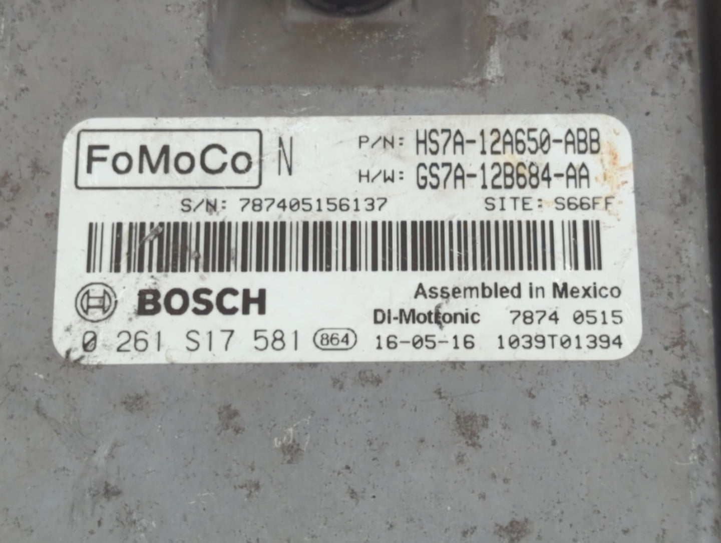 2017-2019 Ford Fusion PCM Engine Control Computer ECU ECM PCU OEM P/N:HS7A-12A650-ABB Fits Fits 2017 2018 2019 OEM Used Auto