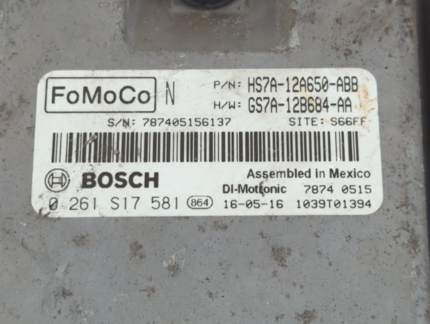 2017-2019 Ford Fusion PCM Engine Control Computer ECU ECM PCU OEM P/N:HS7A-12A650-ABB Fits Fits 2017 2018 2019 OEM Used Auto