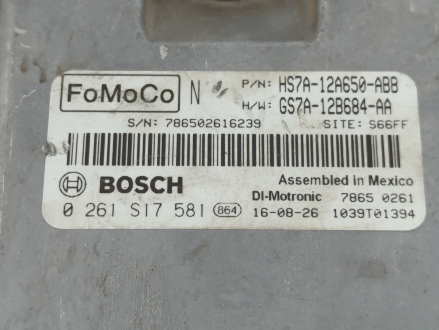 2017-2019 Ford Fusion PCM Engine Control Computer ECU ECM PCU OEM P/N:HS7A-12A650-ABB Fits Fits 2017 2018 2019 OEM Used Auto