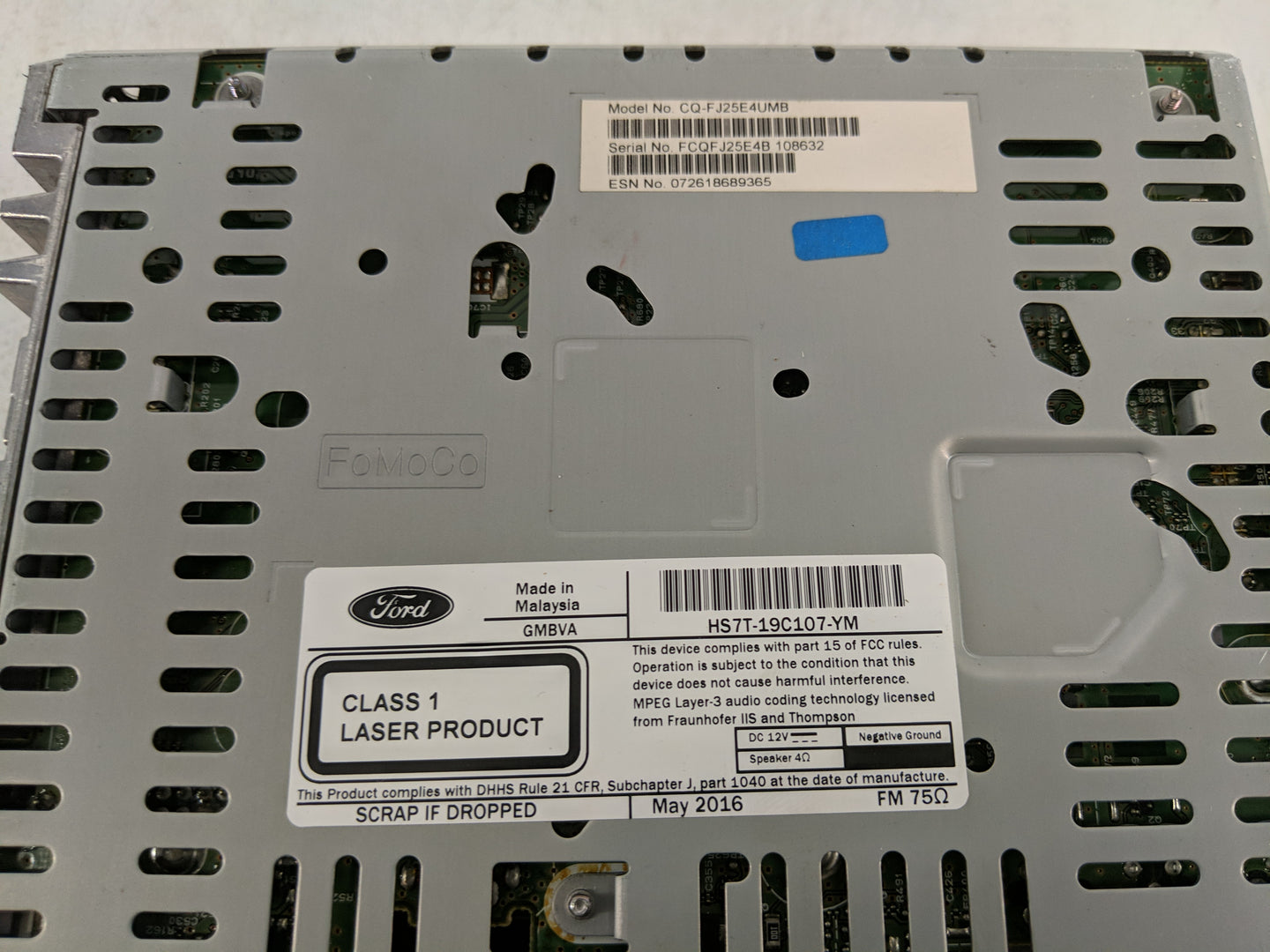 2017 Ford Fusion Radio AM FM Cd Player Receiver Replacement P/N:HS7T-19C107-YM Fits OEM Used Auto Parts - Oemusedautoparts1.