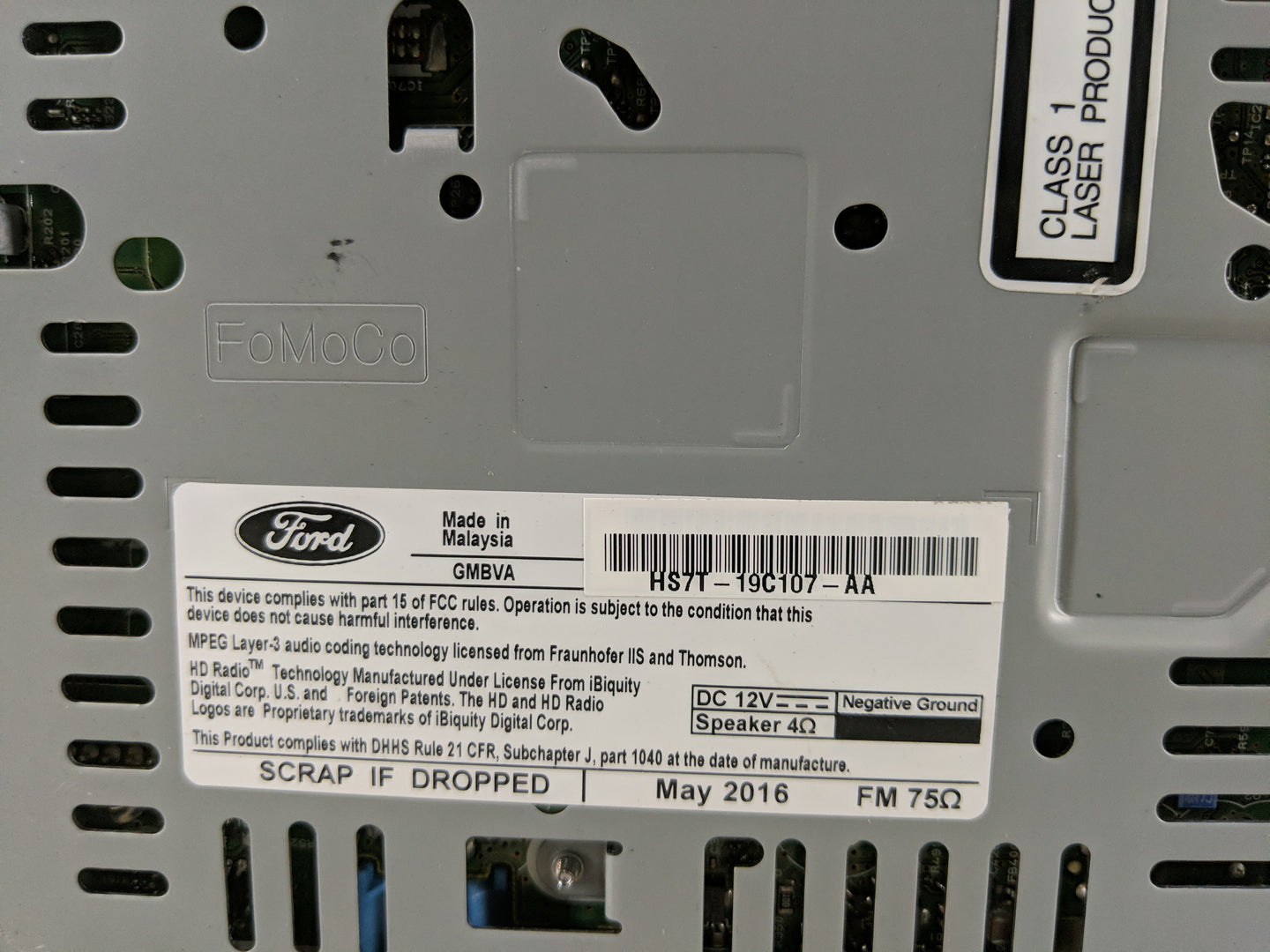 2017 Ford Fusion Radio AM FM Cd Player Receiver Replacement P/N:HS7T-19C107-AA Fits OEM Used Auto Parts - Oemusedautoparts1.