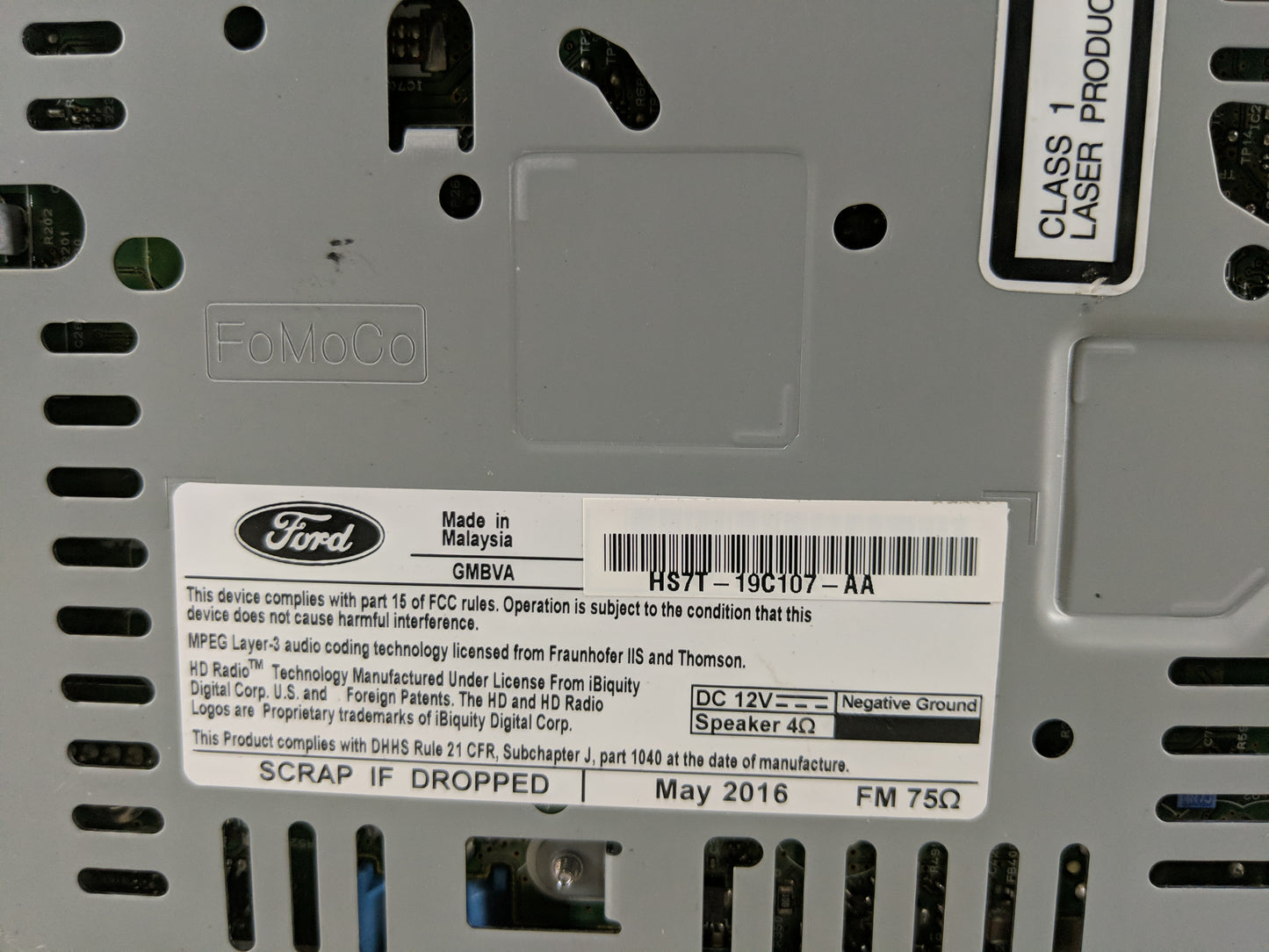 2017 Ford Fusion Radio AM FM Cd Player Receiver Replacement P/N:HS7T-19C107-AA Fits OEM Used Auto Parts - Oemusedautoparts1.