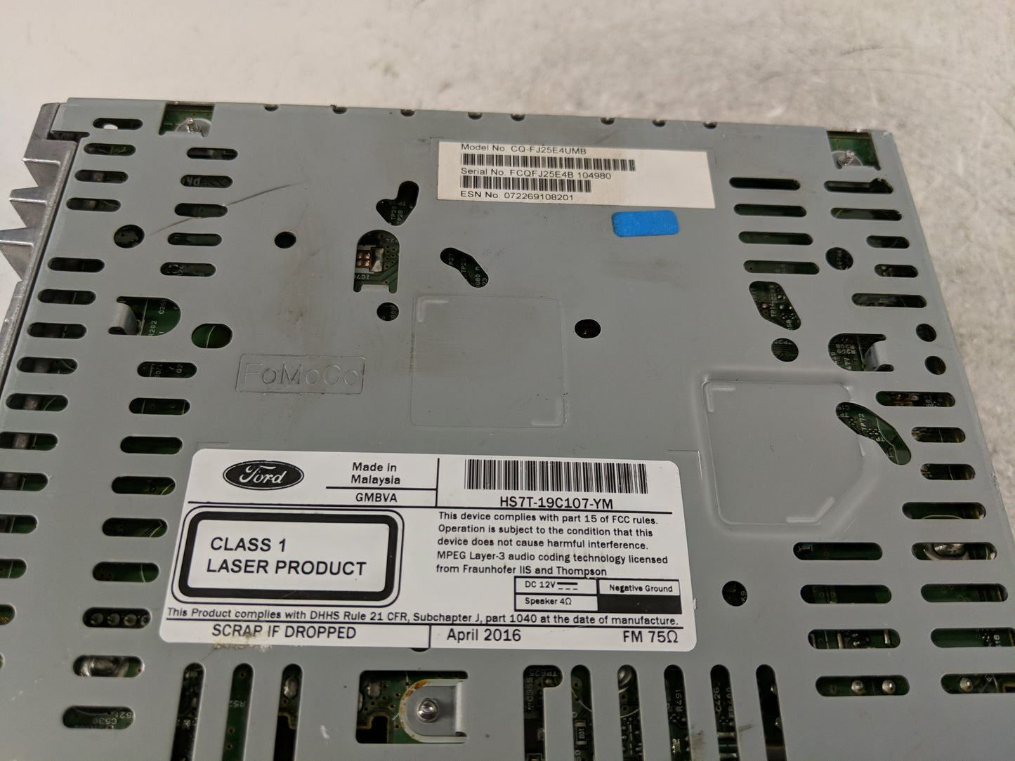 2017-2018 Ford Fusion Radio AM FM Cd Player Receiver Replacement P/N:HS7T-19C107-YM Fits Fits 2017 2018 OEM Used Auto Parts 