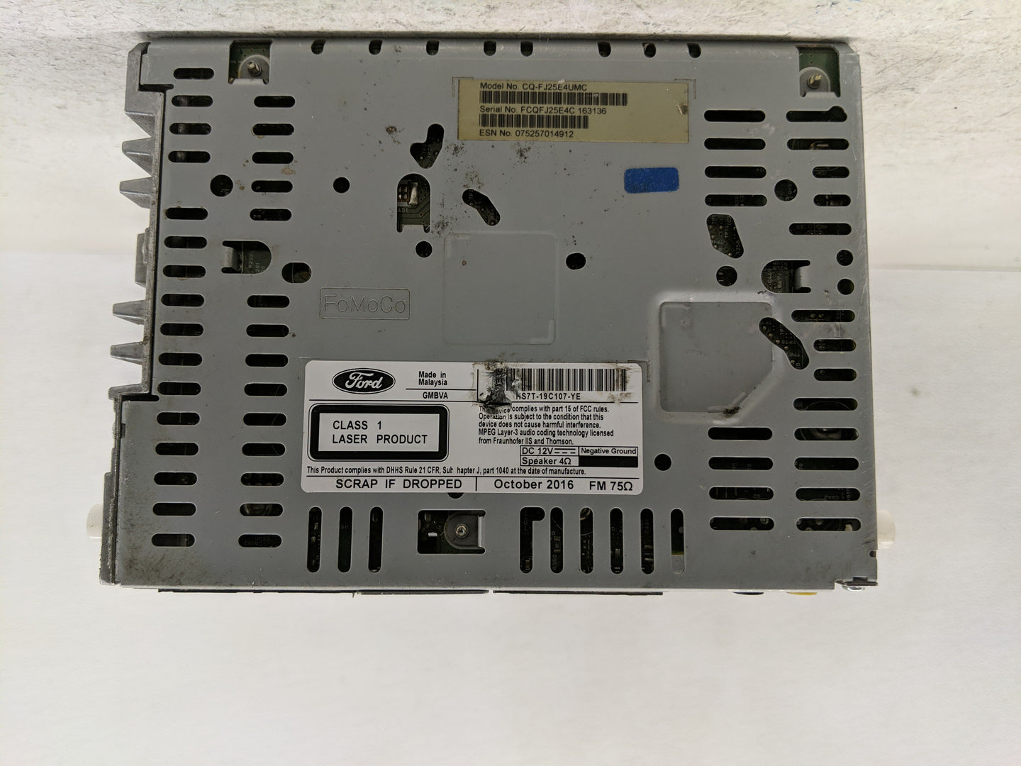2017 Ford Fusion Radio AM FM Cd Player Receiver Replacement P/N:HS7T-19C107-YE Fits OEM Used Auto Parts - Oemusedautoparts1.