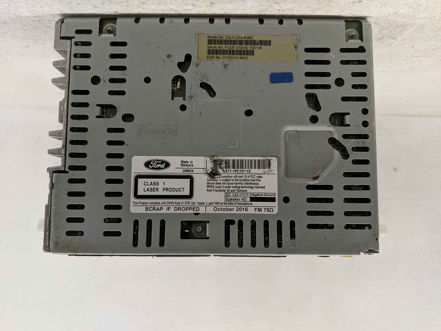 2017 Ford Fusion Radio AM FM Cd Player Receiver Replacement P/N:HS7T-19C107-YE Fits OEM Used Auto Parts - Oemusedautoparts1.