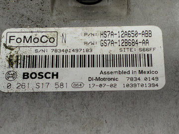 2017-2019 Ford Fusion PCM Engine Control Computer ECU ECM PCU OEM P/N:0 261 S17 581 HS7A-12A650-ABB Fits Fits 2017 2018 2019 OEM Used Auto Parts