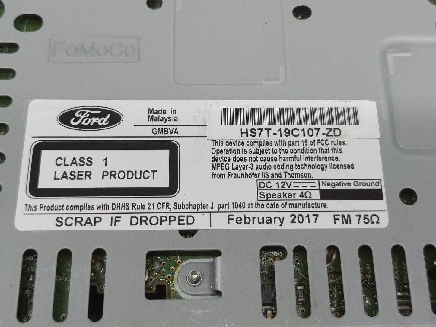 2017-2020 Ford Fusion Radio AM FM Cd Player Receiver Replacement P/N:HS7T-19C107-ZD Fits Fits 2017 2018 2019 2020 OEM Used A