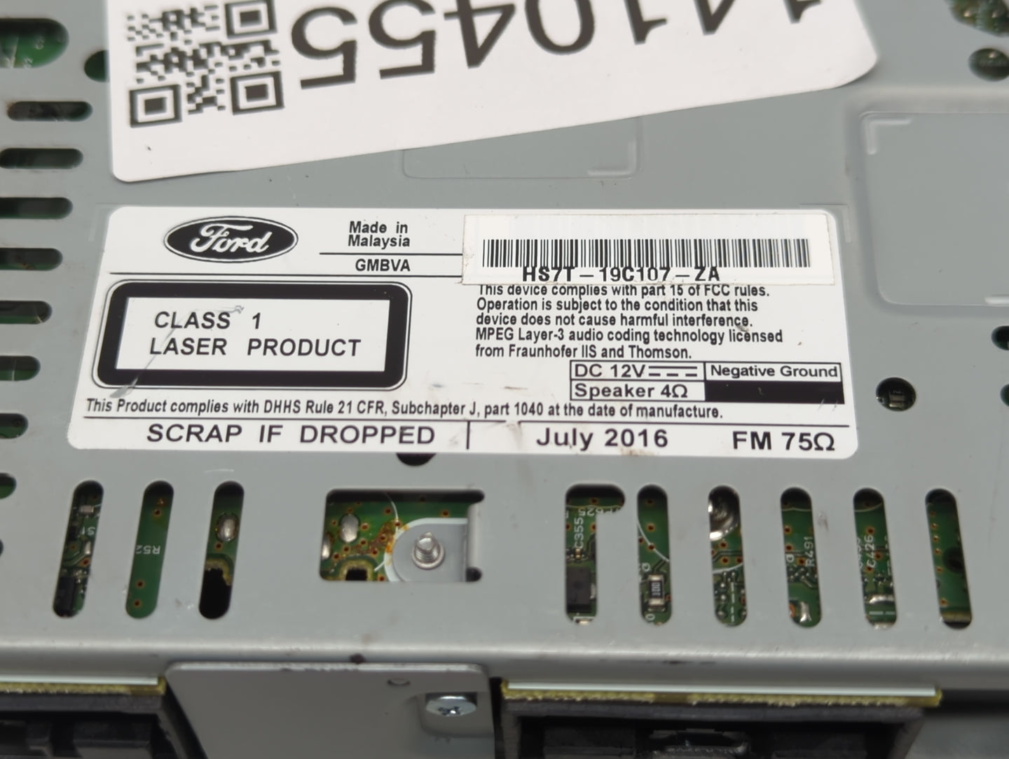 2017-2020 Ford Fusion Radio AM FM Cd Player Receiver Replacement P/N:HS7T-19C107-ZA Fits Fits 2017 2018 2019 2020 OEM Used A