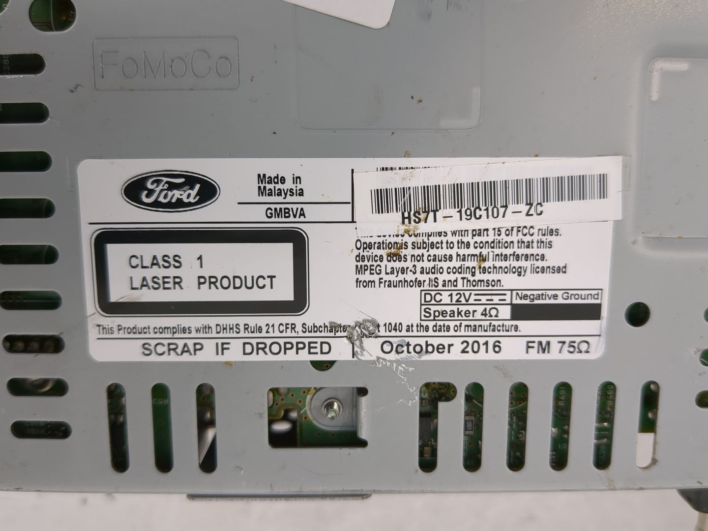 2017-2020 Ford Fusion Radio AM FM Cd Player Receiver Replacement P/N:HS7T-19C107-ZC Fits Fits 2017 2018 2019 2020 OEM Used A