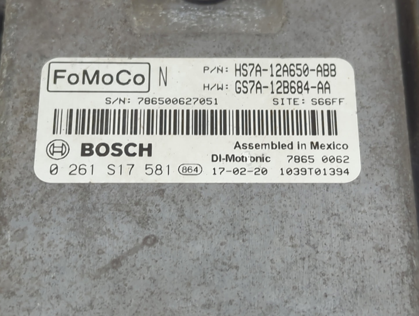 2017-2019 Ford Fusion PCM Engine Control Computer ECU ECM PCU OEM P/N:HS7A-12A650-ABB GS7A-12B684-AA Fits Fits 2017 2018 201