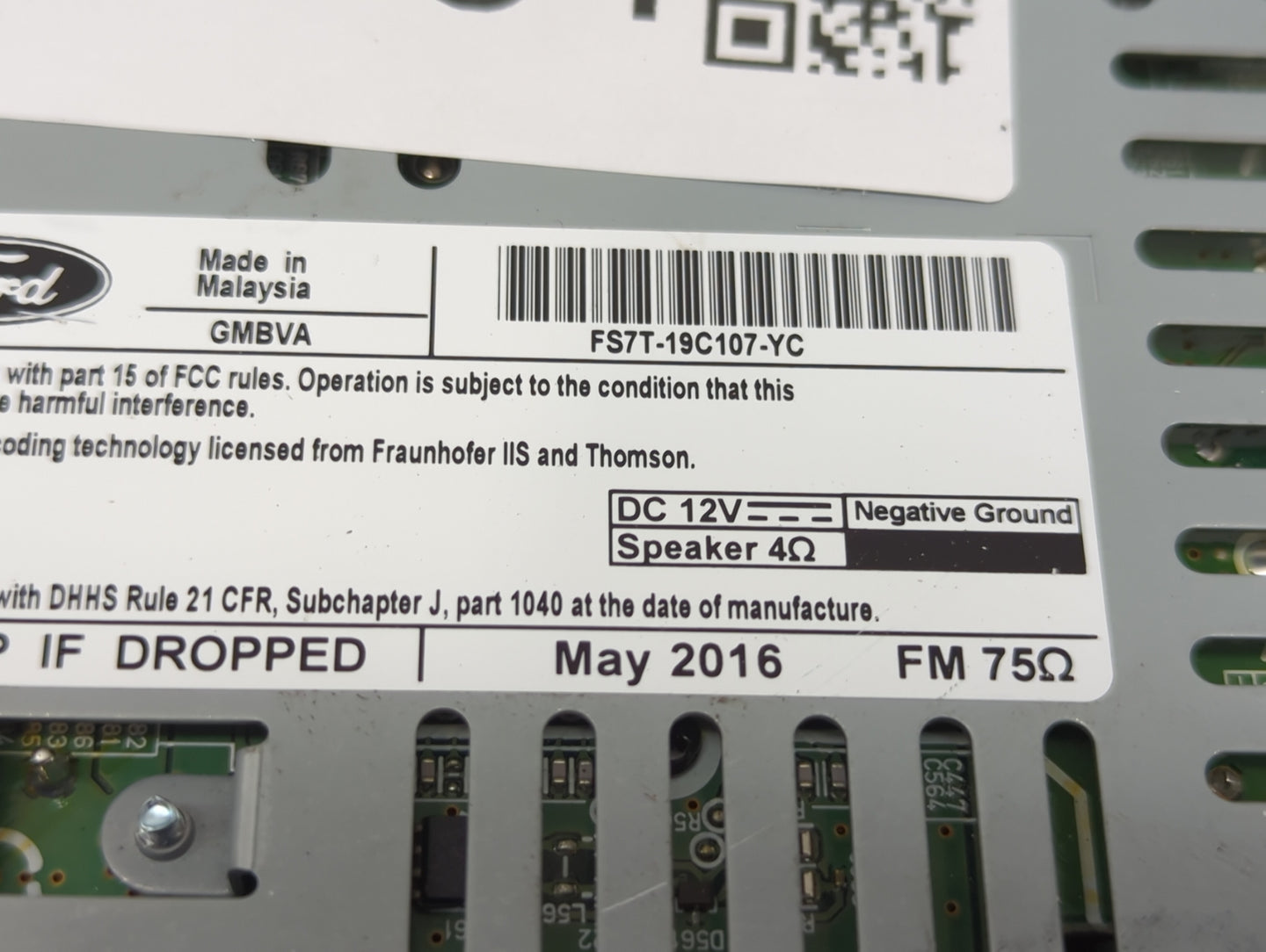 2017-2020 Ford Fusion Radio AM FM Cd Player Receiver Replacement P/N:FS7T-19C107-YC Fits Fits 2017 2018 2019 2020 OEM Used A