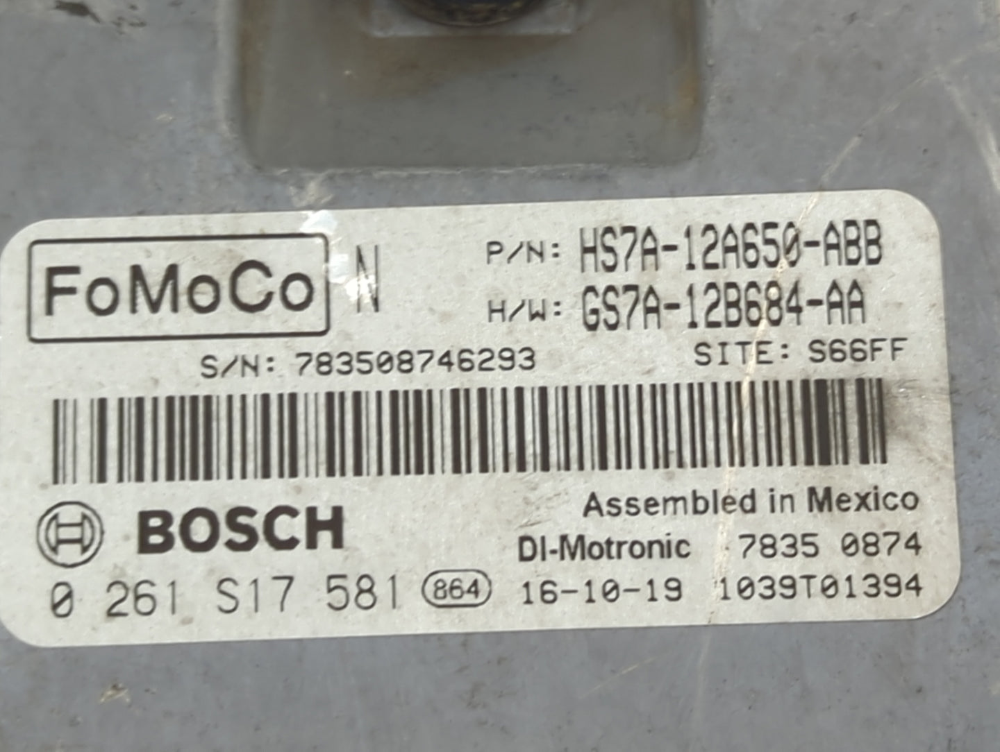 2017-2019 Ford Fusion PCM Engine Control Computer ECU ECM PCU OEM P/N:HS7A-12A650-ABB GS7A-12B684-AA Fits Fits 2017 2018 201