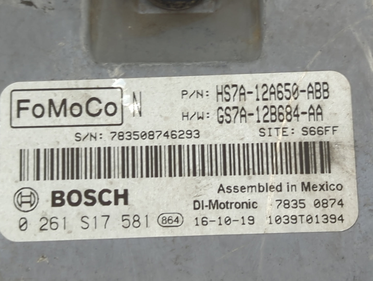 2017-2019 Ford Fusion PCM Engine Control Computer ECU ECM PCU OEM P/N:HS7A-12A650-ABB GS7A-12B684-AA Fits Fits 2017 2018 201