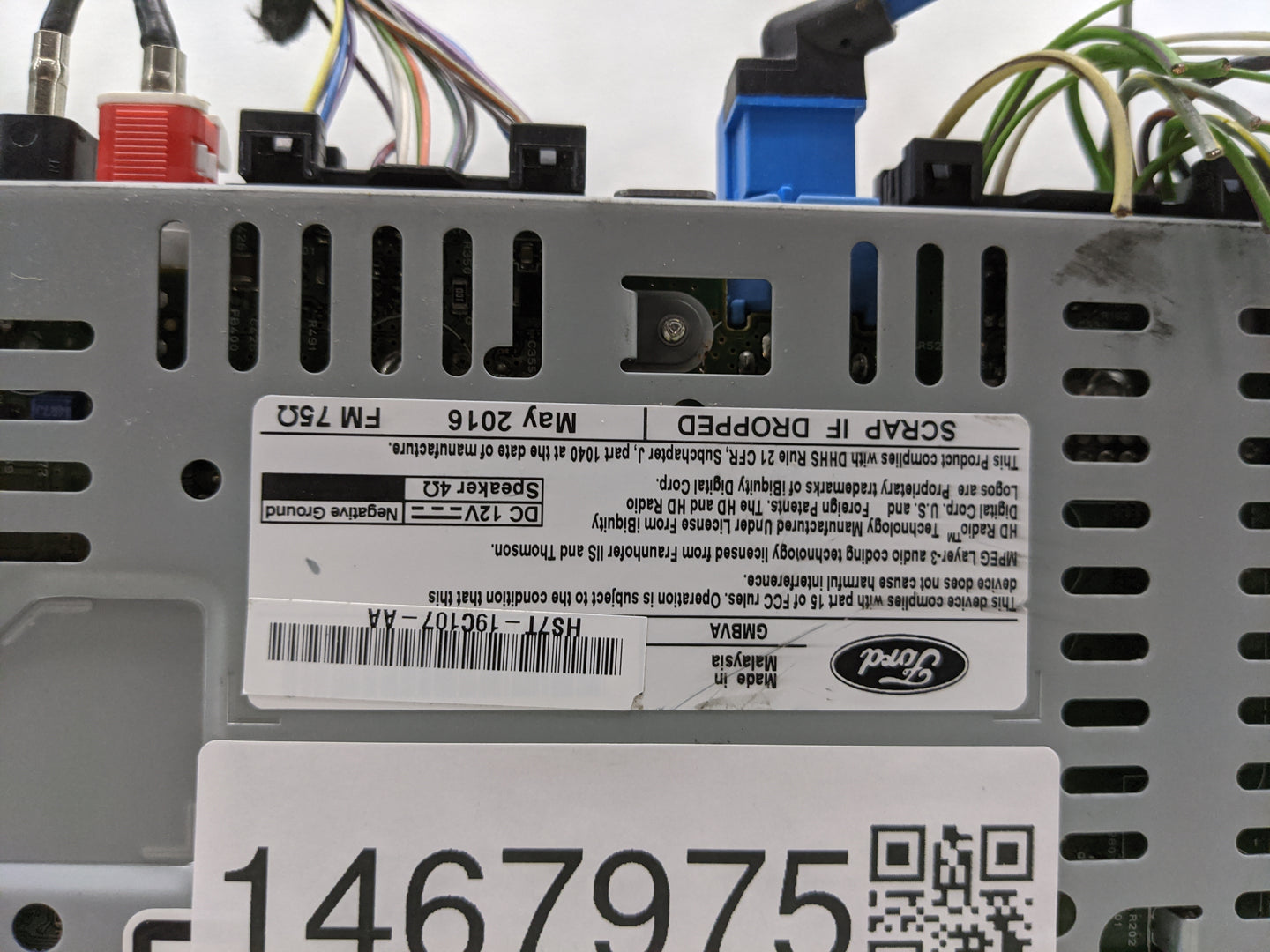2017 Ford Fusion Radio AM FM Cd Player Receiver Replacement P/N:HS7T-19C107-AA Fits OEM Used Auto Parts - Oemusedautoparts1.