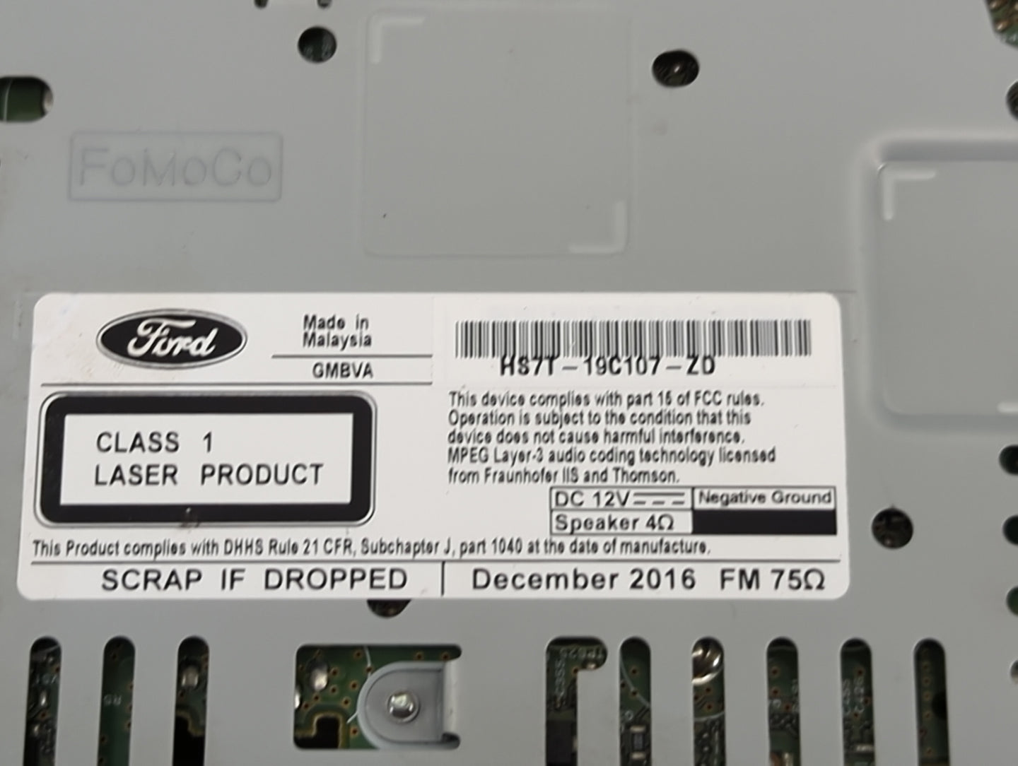 2016-2020 Ford Fusion Radio AM FM Cd Player Receiver Replacement P/N:HS7T-19C107-ZD Fits Fits 2016 2017 2018 2019 2020 OEM U