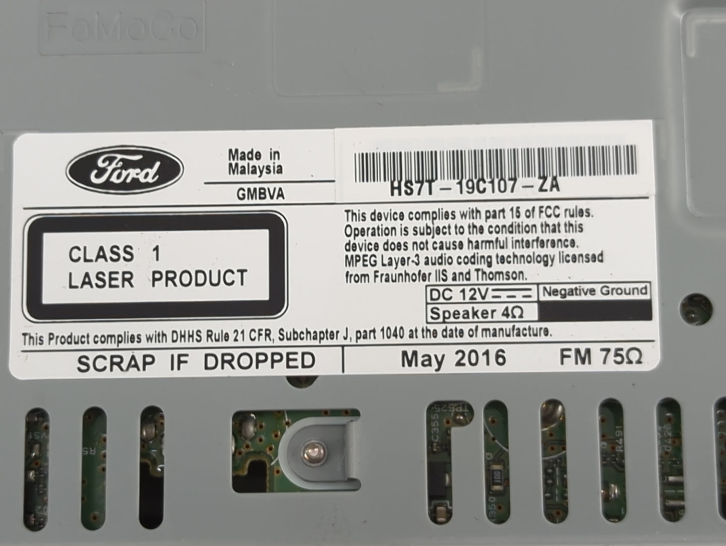 2017 Ford Fusion Radio AM FM Cd Player Receiver Replacement P/N:HS7T-19C107-ZA Fits OEM Used Auto Parts - Oemusedautoparts1.