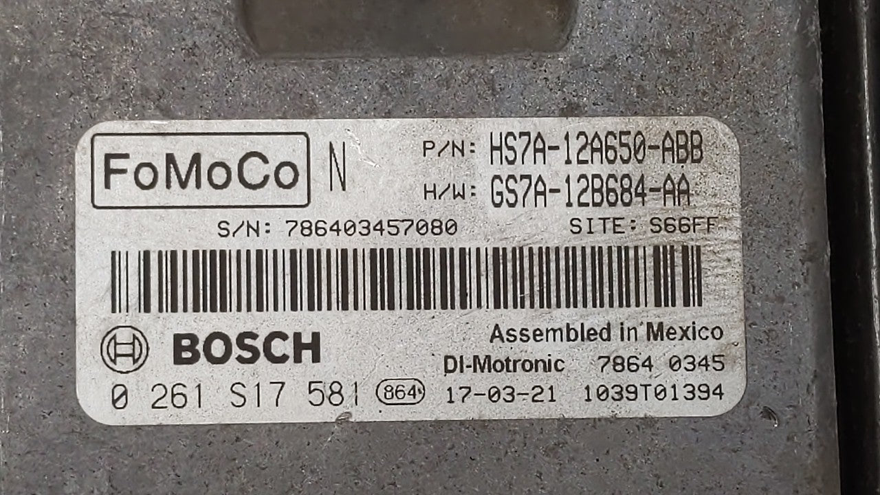 2017-2019 Ford Fusion PCM Engine Control Computer ECU ECM PCU OEM P/N:KS7A-12A650-BCA HS7A-12A650-ABB Fits Fits 2017 2018 20