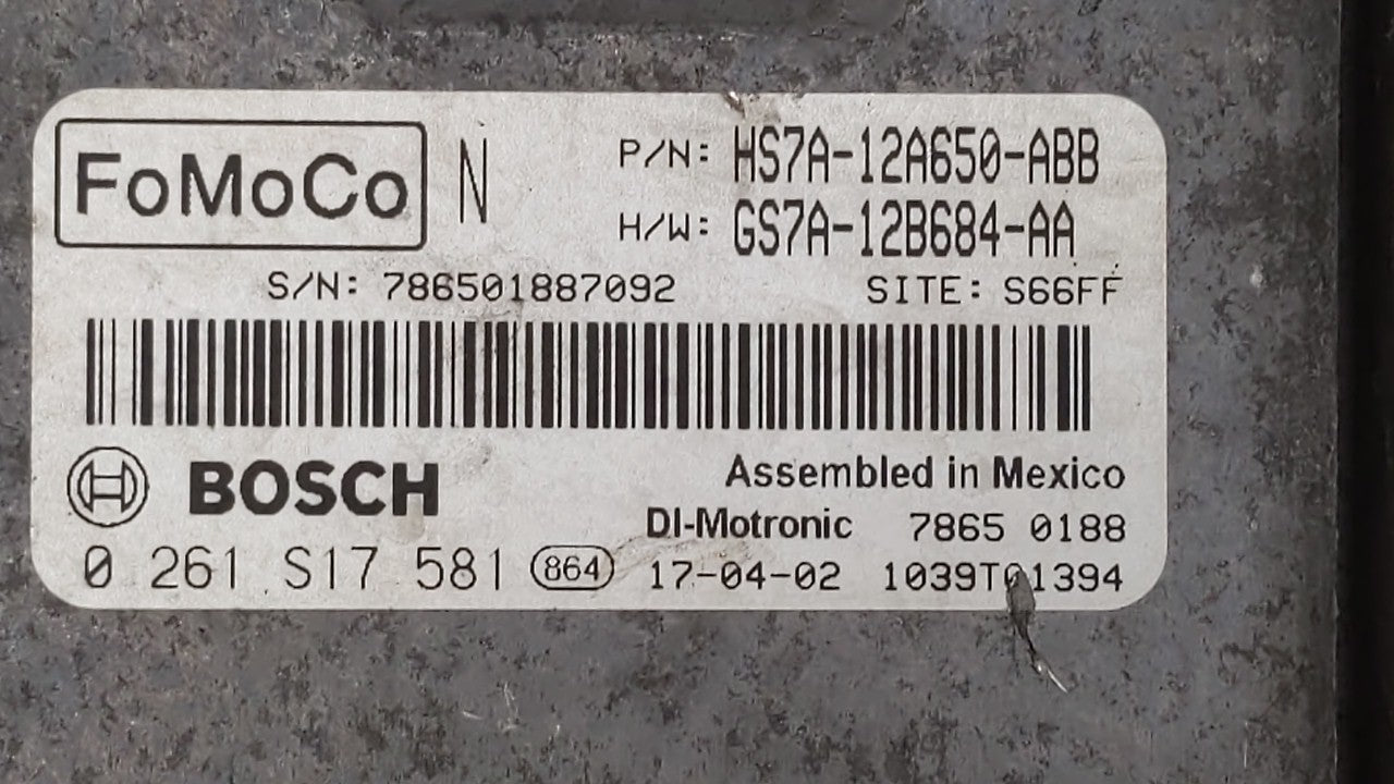 2017-2019 Ford Fusion PCM Engine Control Computer ECU ECM PCU OEM P/N:KS7A-12A650-BCA HS7A-12A650-ABB Fits Fits 2017 2018 20