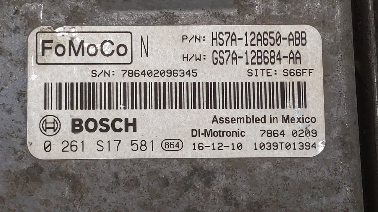 2017-2019 Ford Fusion PCM Engine Control Computer ECU ECM PCU OEM P/N:KS7A-12A650-BCA HS7A-12A650-ABB Fits Fits 2017 2018 20