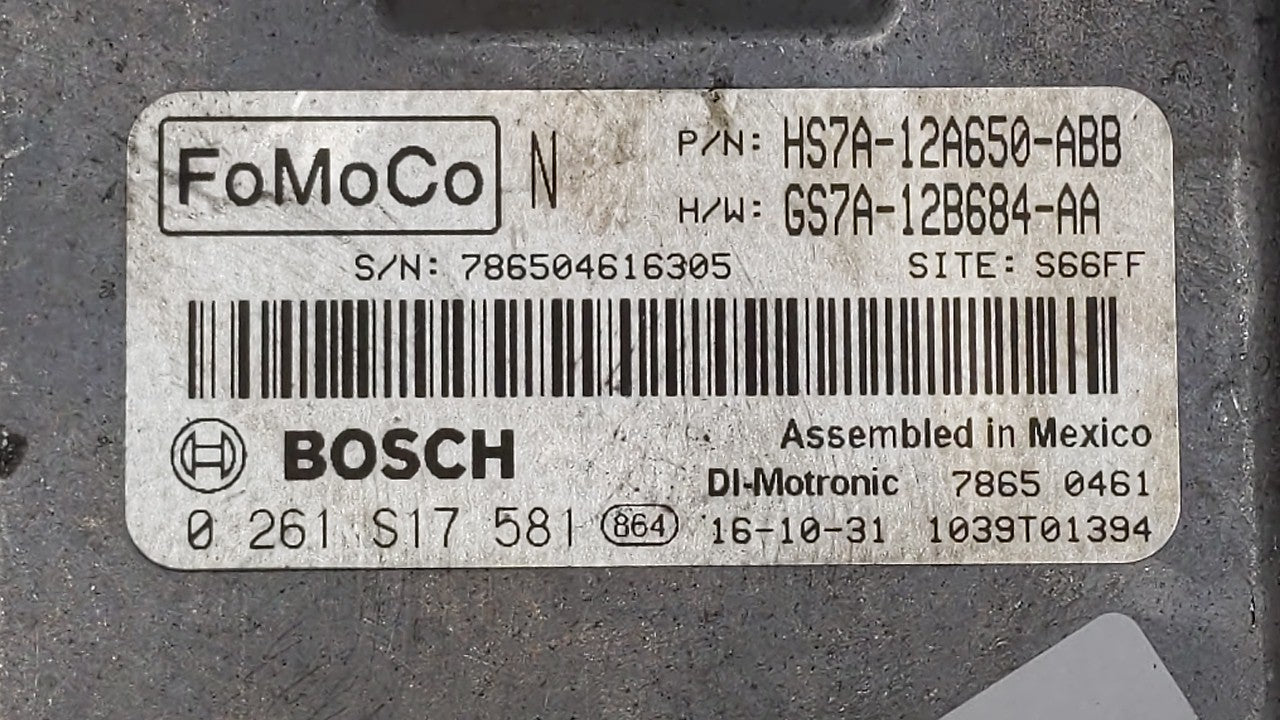 2017-2019 Ford Fusion PCM Engine Control Computer ECU ECM PCU OEM P/N:KS7A-12A650-BCA HS7A-12A650-ABB Fits Fits 2017 2018 20