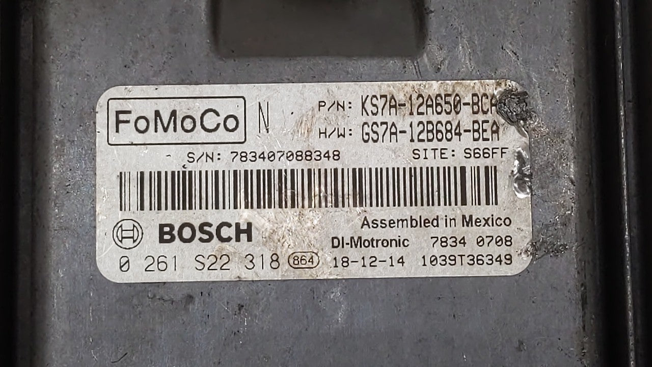 2017-2019 Ford Fusion PCM Engine Control Computer ECU ECM PCU OEM P/N:KS7A-12A650-BCA HS7A-12A650-ABB Fits Fits 2017 2018 20