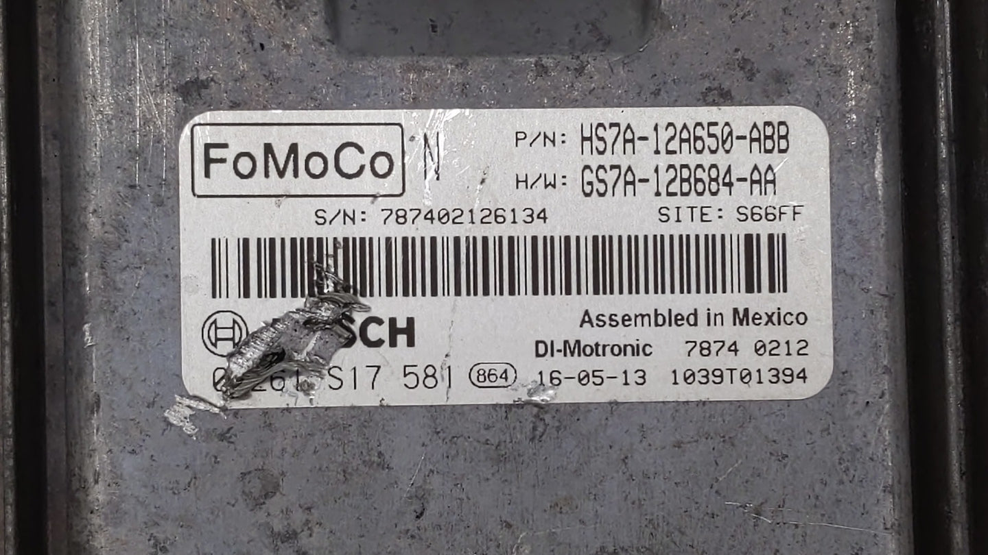 2017-2019 Ford Fusion PCM Engine Control Computer ECU ECM PCU OEM P/N:KS7A-12A650-BCA HS7A-12A650-ABB Fits Fits 2017 2018 20