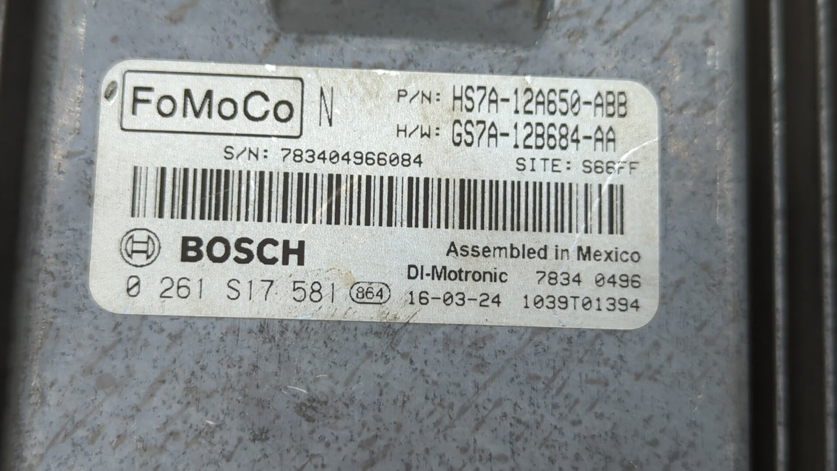 2017-2019 Ford Fusion PCM Engine Control Computer ECU ECM PCU OEM P/N:KS7A-12A650-BCA HS7A-12A650-ABB Fits 2017 2018 2019 OE