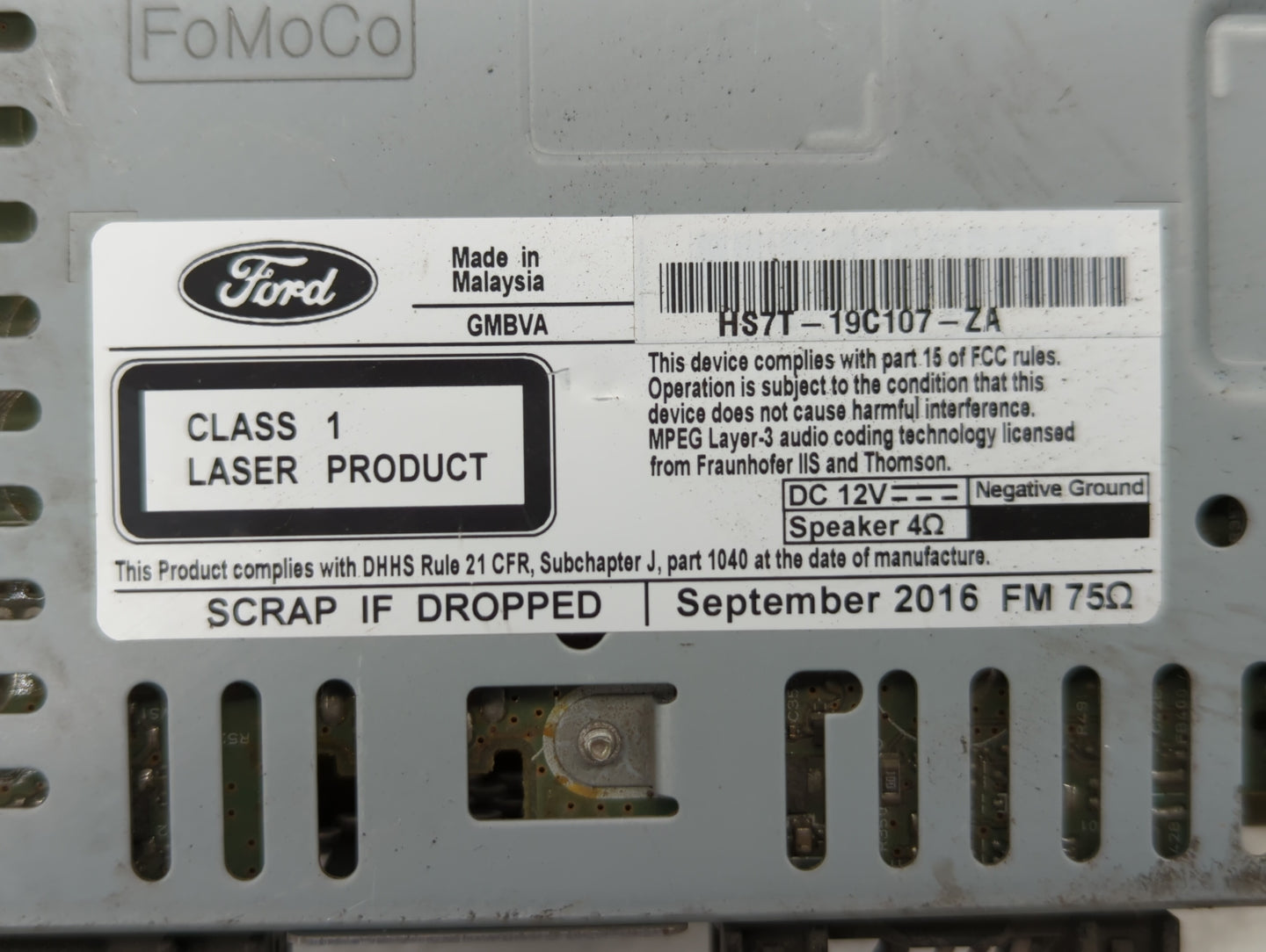 2017 Ford Fusion Radio AM FM Cd Player Receiver Replacement P/N:HS7T-19C107-ZA HS7T-18E243-PA, HS7T-19C107-ZB, HS7T-19C107-Z