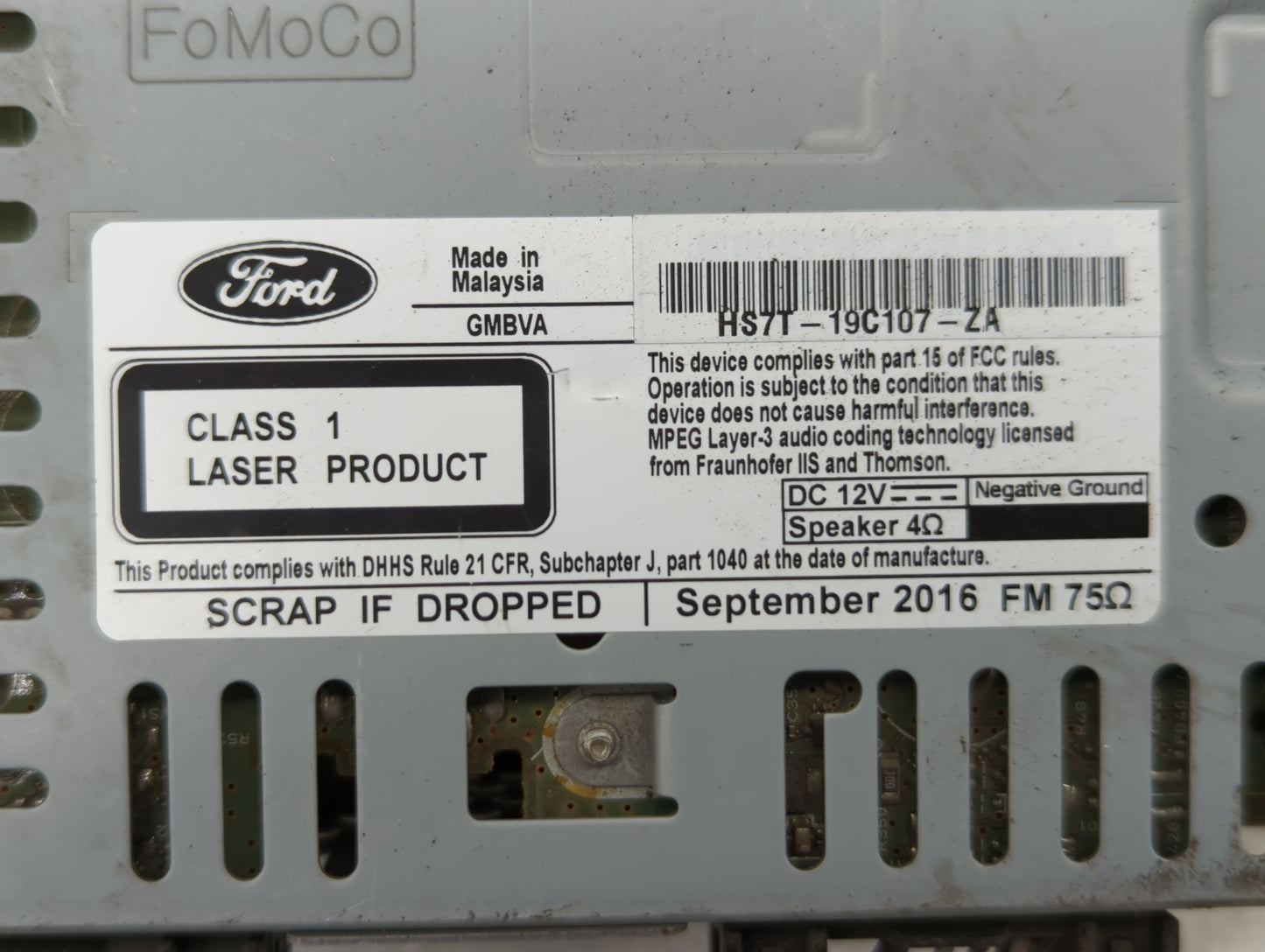 2017 Ford Fusion Radio AM FM Cd Player Receiver Replacement P/N:HS7T-19C107-ZA HS7T-18E243-PA, HS7T-19C107-ZB, HS7T-19C107-Z