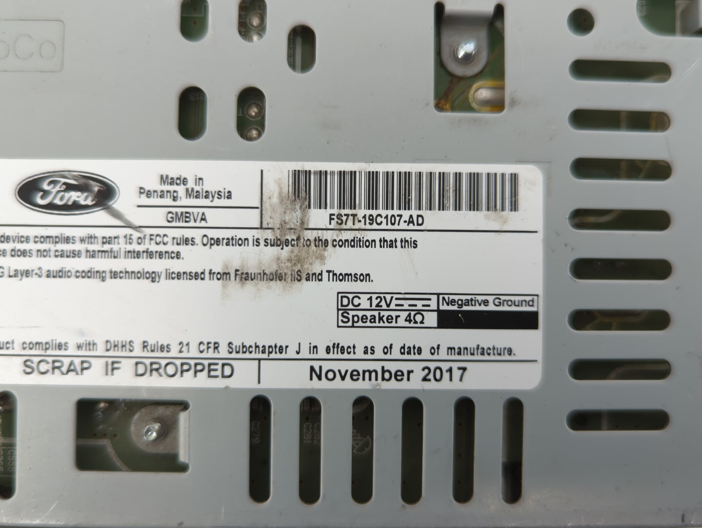 2017-2019 Ford Fusion Radio AM FM Cd Player Receiver Replacement P/N:HS7T-19C107-ZA FS7T-19C107-AD Fits Fits 2017 2018 2019 