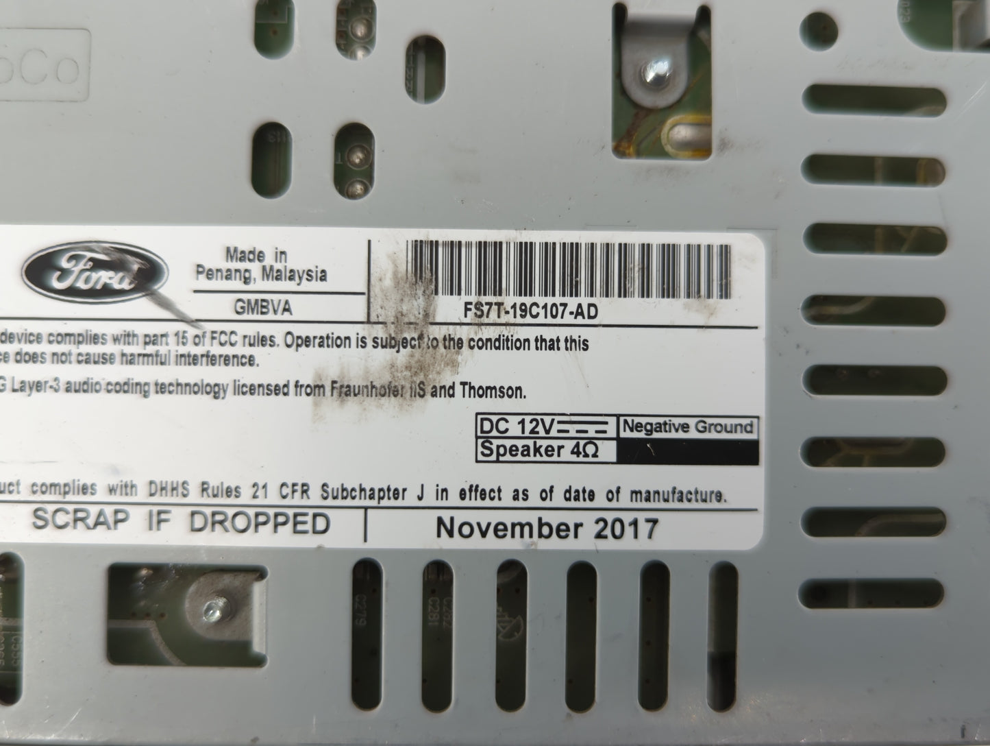 2017-2019 Ford Fusion Radio AM FM Cd Player Receiver Replacement P/N:HS7T-19C107-ZA FS7T-19C107-AD Fits Fits 2017 2018 2019 