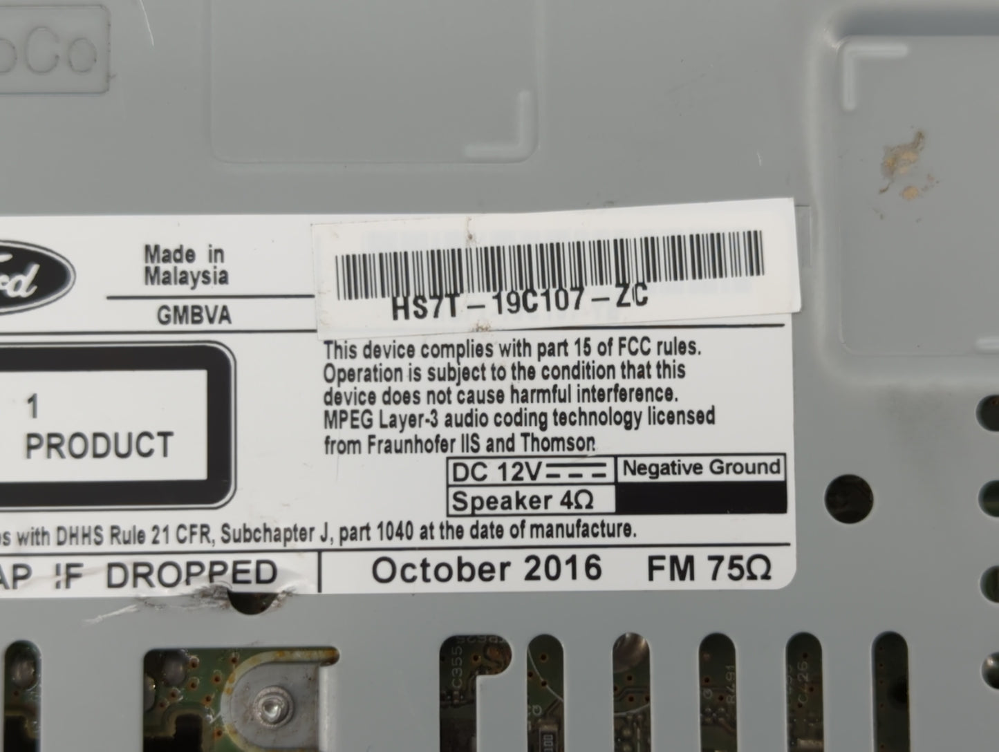 2017 Ford Fusion Radio AM FM Cd Player Receiver Replacement P/N:HS7T-19C107-ZA HS7T-18E243-PA, HS7T-19C107-ZB, HS7T-19C107-Z