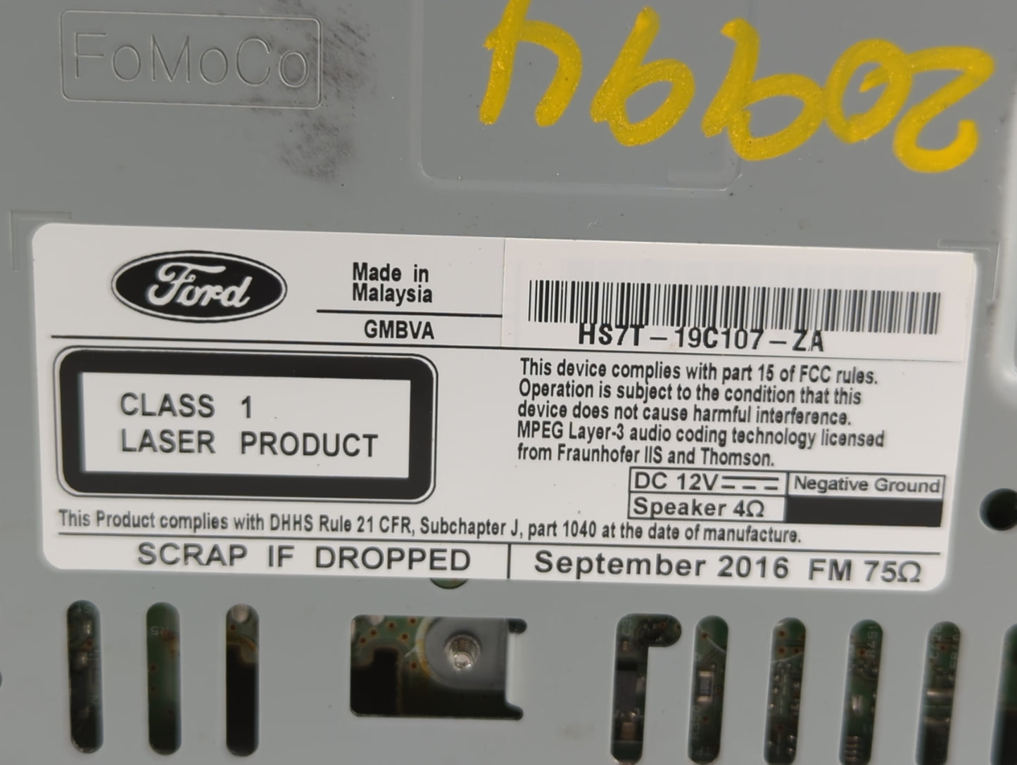 2017 Ford Fusion Radio AM FM Cd Player Receiver Replacement P/N:HS7T-19C107-ZA HS7T-19C107-ZB, HS7T-19C107-ZC Fits OEM Used 