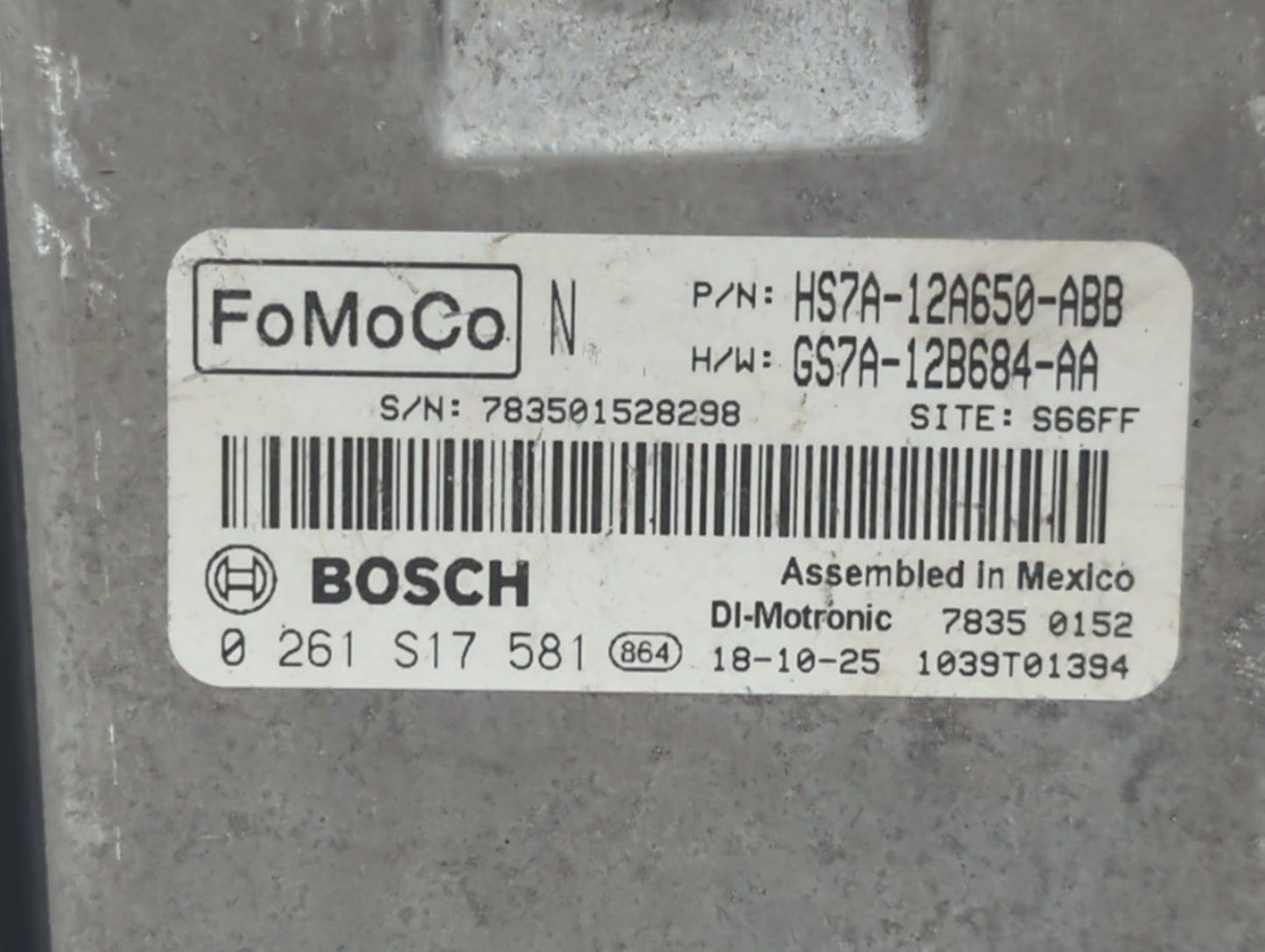 2017-2019 Ford Fusion PCM Engine Control Computer ECU ECM PCU OEM P/N:KS7A-12A650-BCA HS7A-12A650-ABB Fits Fits 2017 2018 20